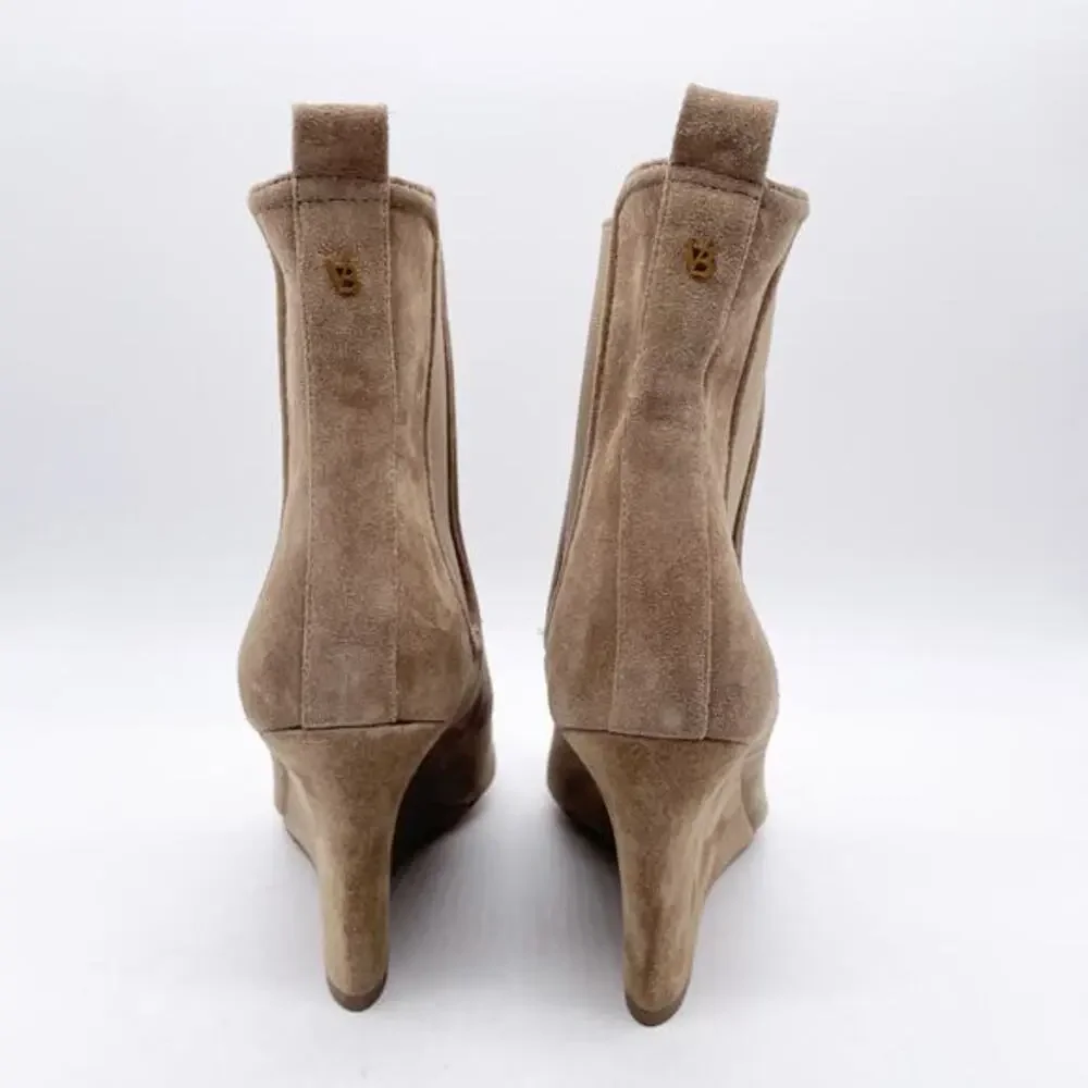 Veronica Beard Women's Iluska Pointed Toe Wedge Bootie Latte Suede Size‎ 7.5M